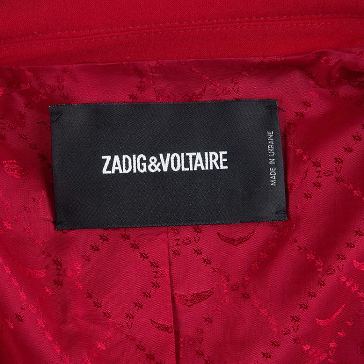 Pre Owned Zadig & Voltaire Red Studded Back Detail Deluxe Blazer S