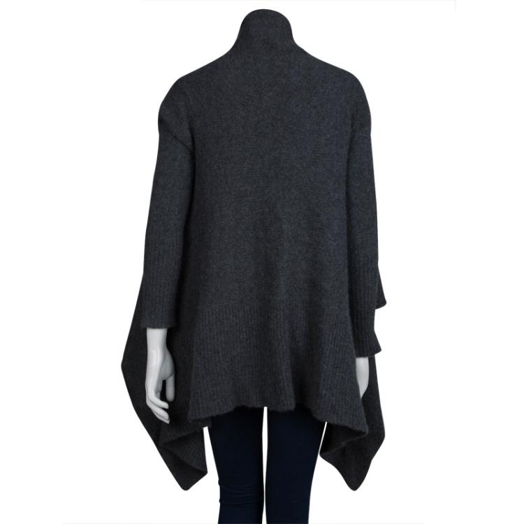 Pre Owned Zadig and Voltaire Grey Cashmere High Low Open Front Cardigan M