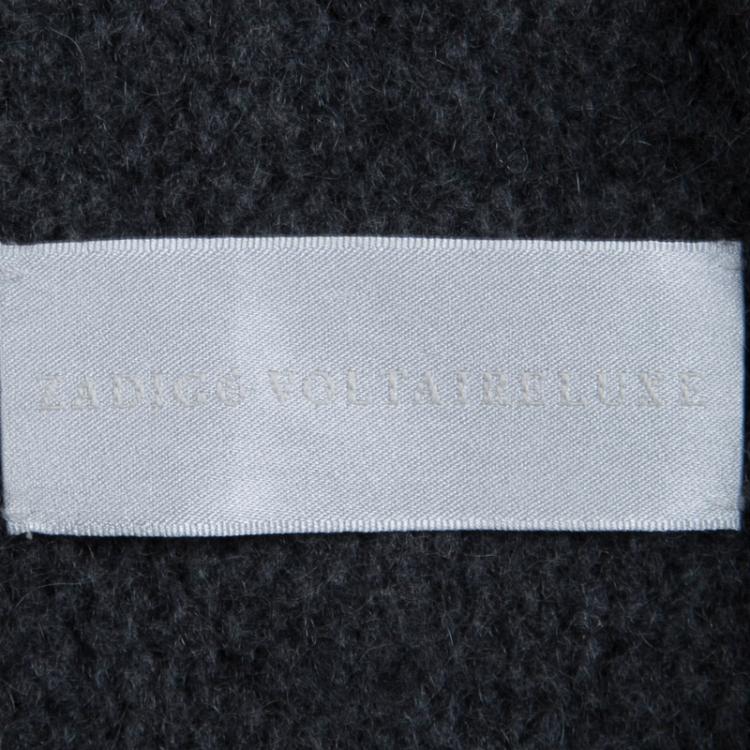 Pre Owned Zadig and Voltaire Grey Cashmere High Low Open Front Cardigan M