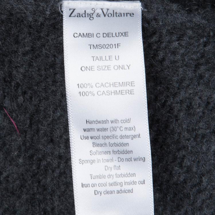 Pre Owned Zadig and Voltaire Grey Cashmere High Low Open Front Cardigan M