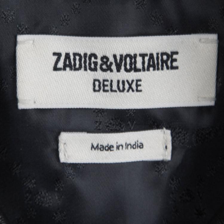 Pre Owned Zadig & Voltaire Deluxe Black Fringe Detail Leather Jacket XS