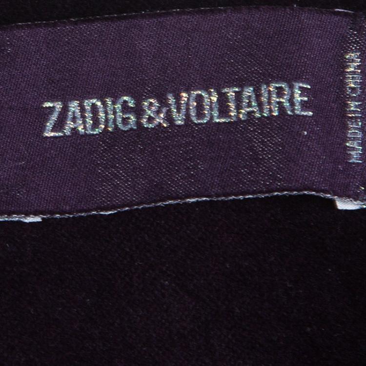 Pre Owned Zadig and Voltaire Purple Velvet Embroidered Blazer M