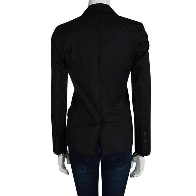 Pre Owned Zadig and Voltaire Navy Blue Textured Distressed Blazer XS
