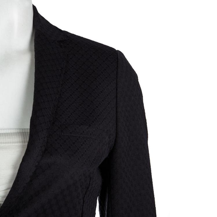 Pre Owned Zadig and Voltaire Navy Blue Textured Distressed Blazer XS