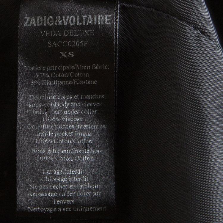 Pre Owned Zadig and Voltaire Navy Blue Textured Distressed Blazer XS