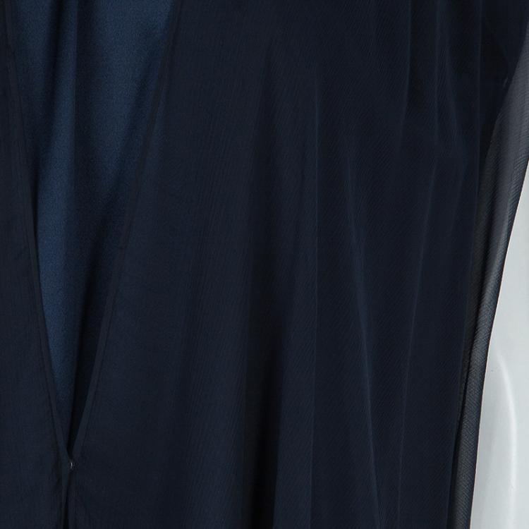 Pre Owned Zuhair Murad Navy Blue Chiffon Overlay Cape Dress L