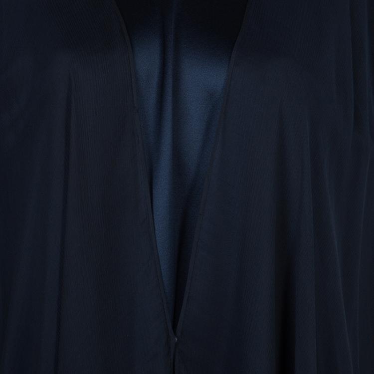 Pre Owned Zuhair Murad Navy Blue Chiffon Overlay Cape Dress L