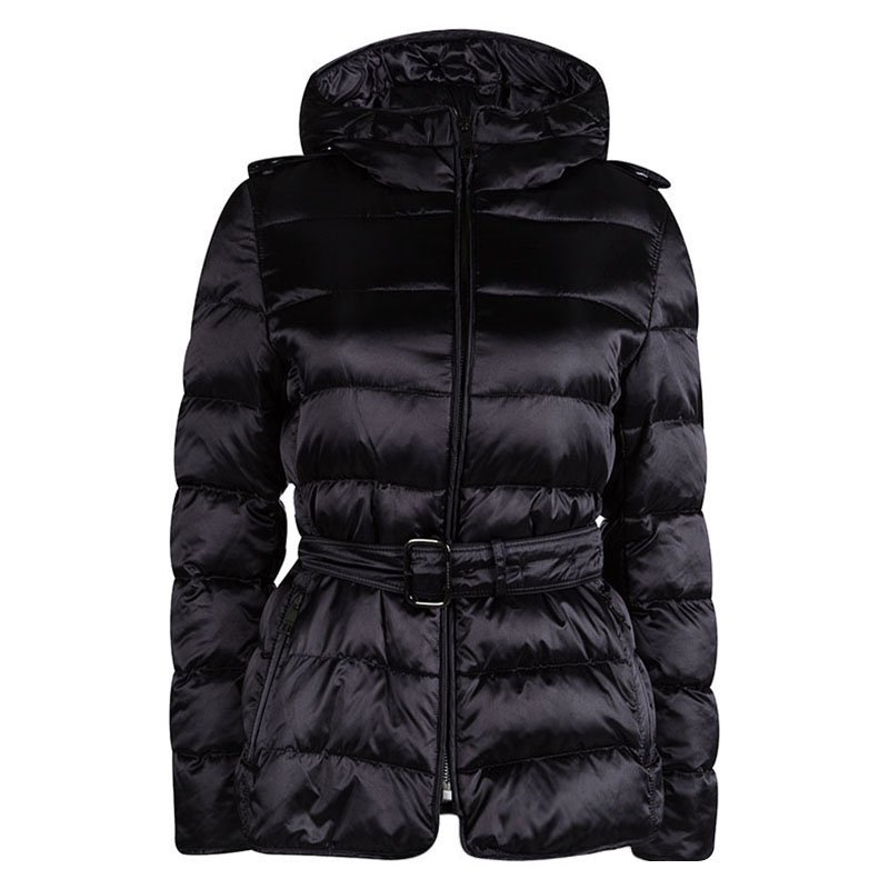 Pre Owned Burberry Black Quilted Down Jacket S