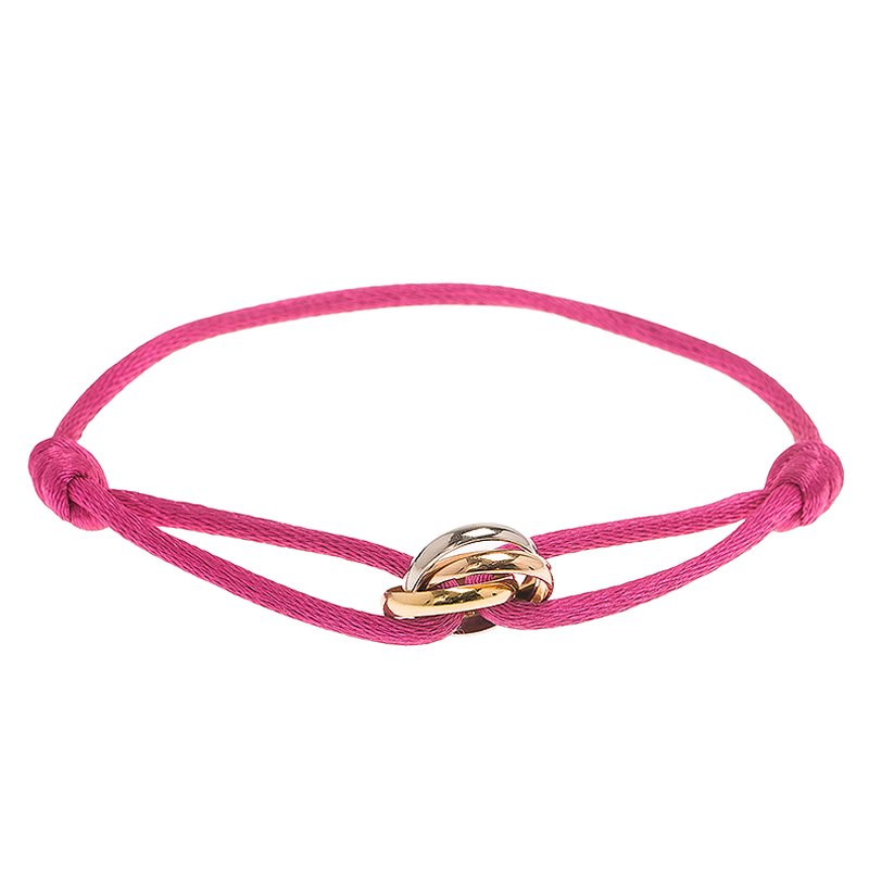 Cartier Trinity Three Tone Gold Pink Adjule Cord Bracelet Prevnext