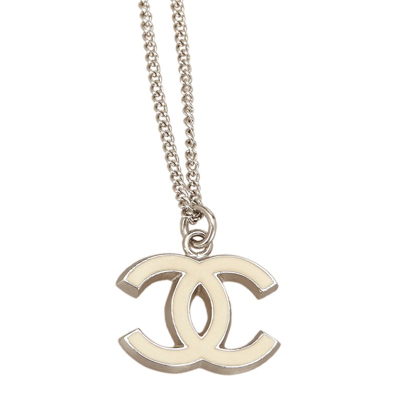 enamel cc necklace