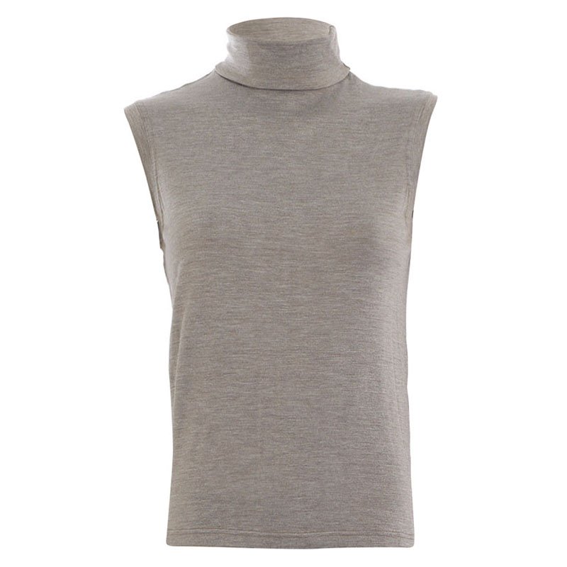Pre Owned Hermes Brown Silk Knit Sleeveless Top S