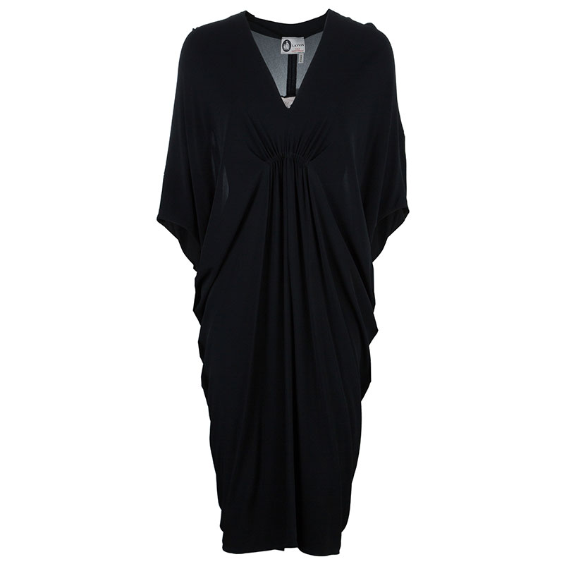 Pre Owned Lanvin Black V-neck Dress M