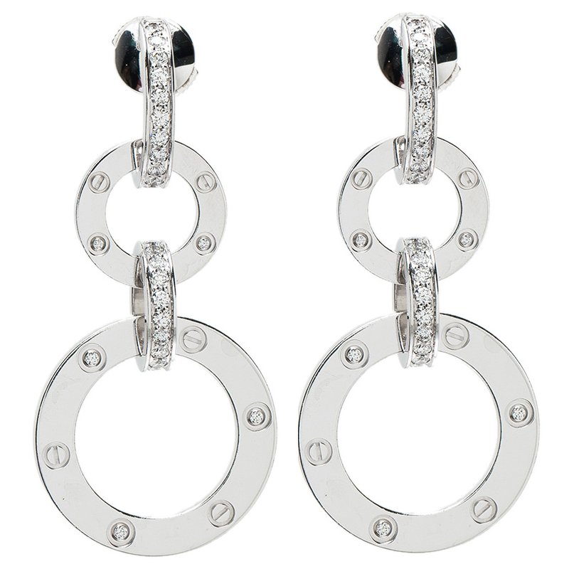 Cartier Love Diamond White Gold Dangling Earrings 48870 At Best Prevnext