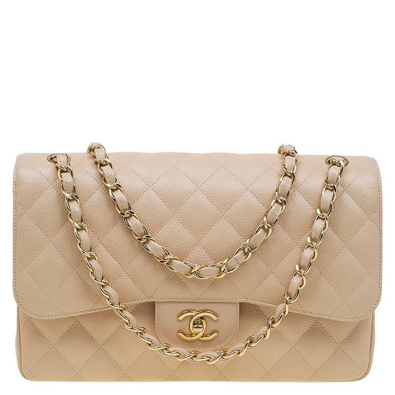 Chanel Beige Quilted Caviar Leather Jumbo Classic Double Flap Chanel Beige Quilted Caviar Leather Jumbo Classic Double Flap Bag Nextprev Prevnext