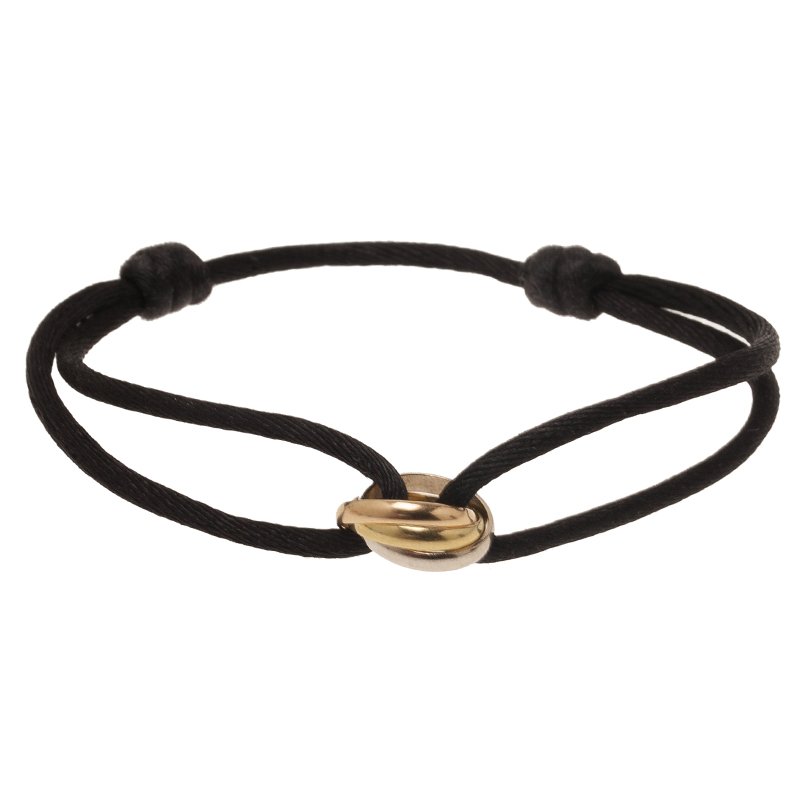 Cartier Trinity Three Tone Gold Black String Bracelet 51184 At Prevnext