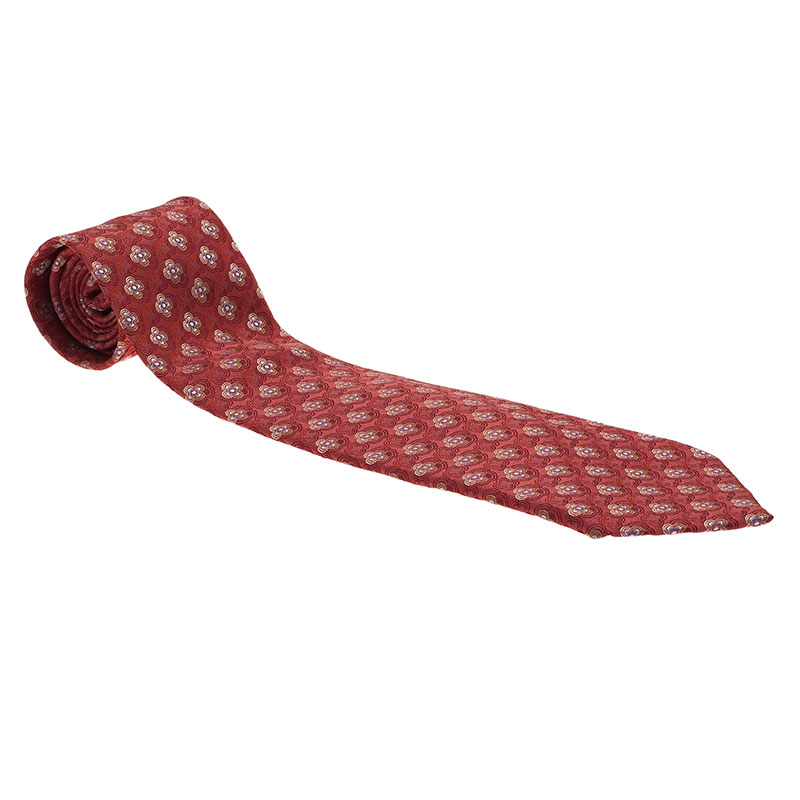 مملوكة مسبقًا Ermenegildo Zegna Red Floral Print Tie