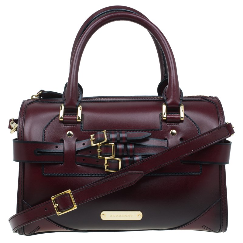 Burberry Burgundy Bridle Leather Belted Bowling Bag 53906 At Prevnext