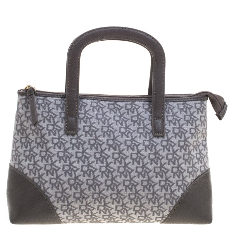 Dkny Grey Monogram Canvas Tote Lc Dkny Grey Monogram Canvas Tote Nextprev Prevnext