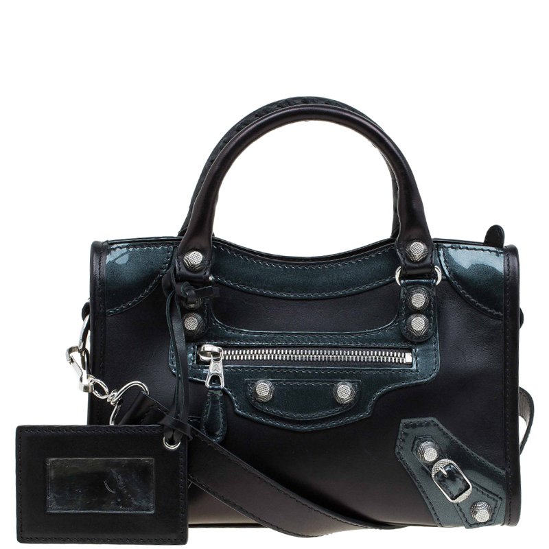 Balenciaga Black Leather And Patent Mini City Silver Hardware Silver Hardware Bag Nextprev Prevnext