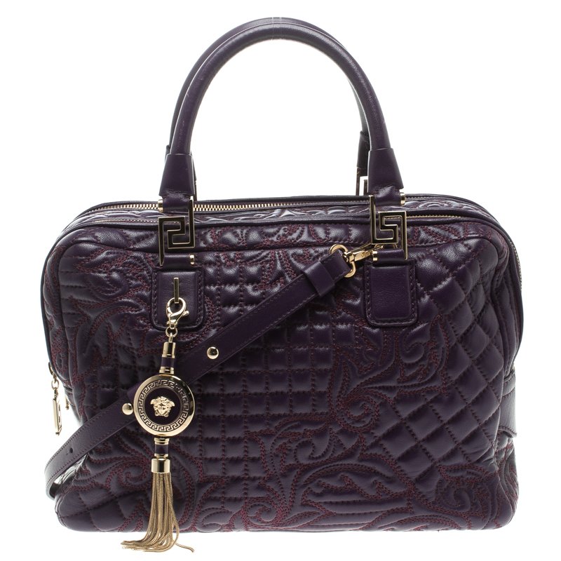 Versace Purple Leather Demetra Vanitas Top Handle Bag 107245 At Prevnext