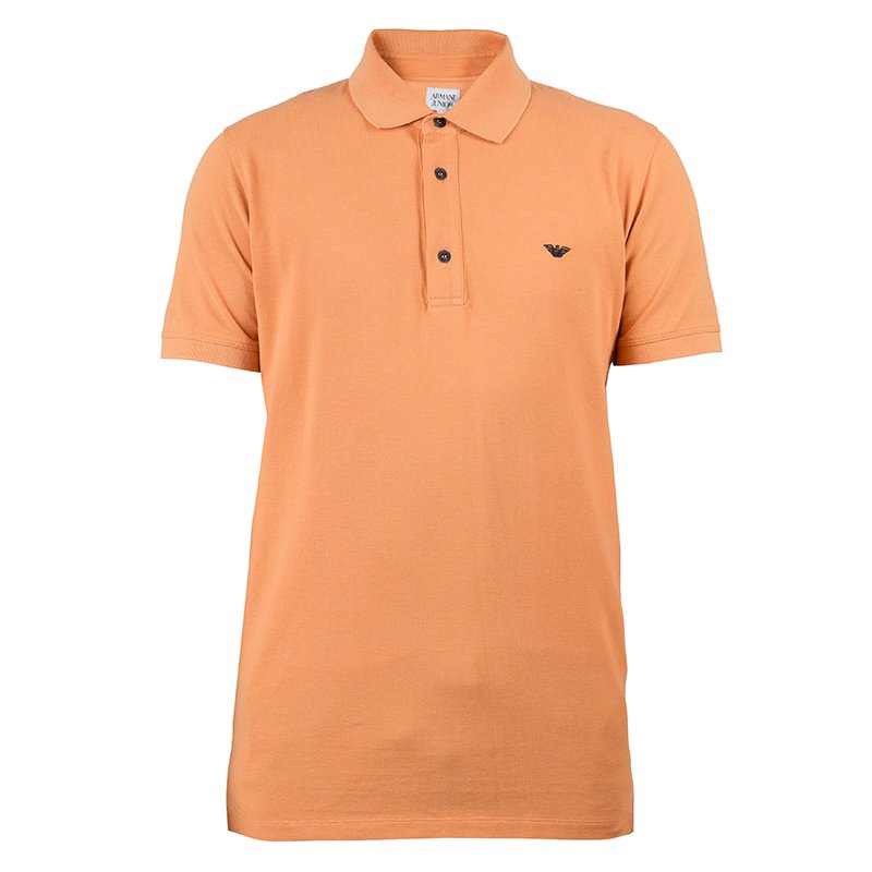 Pre Owned Armani Junior Orange Logo Embroidered Polo Shirt 16 Yrs