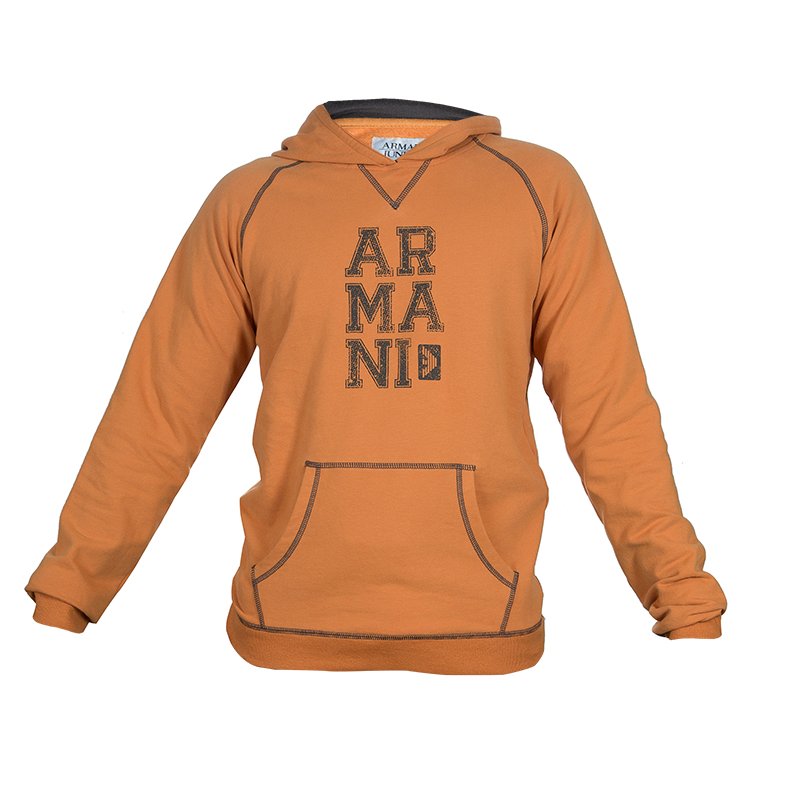 Pre Owned Armani Junior Orange Logo Print Hoodie 16 Yrs