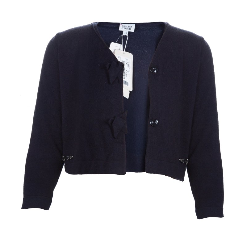 Pre Owned Armani Junior Navy Cropped Cardigan 4 Yrs