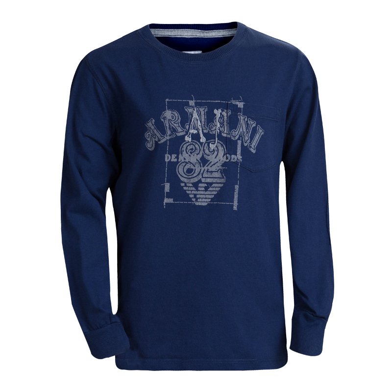 Armani Junior Blue Printed Long Sleeve Crew Neck T-Shirt 8 Yrs