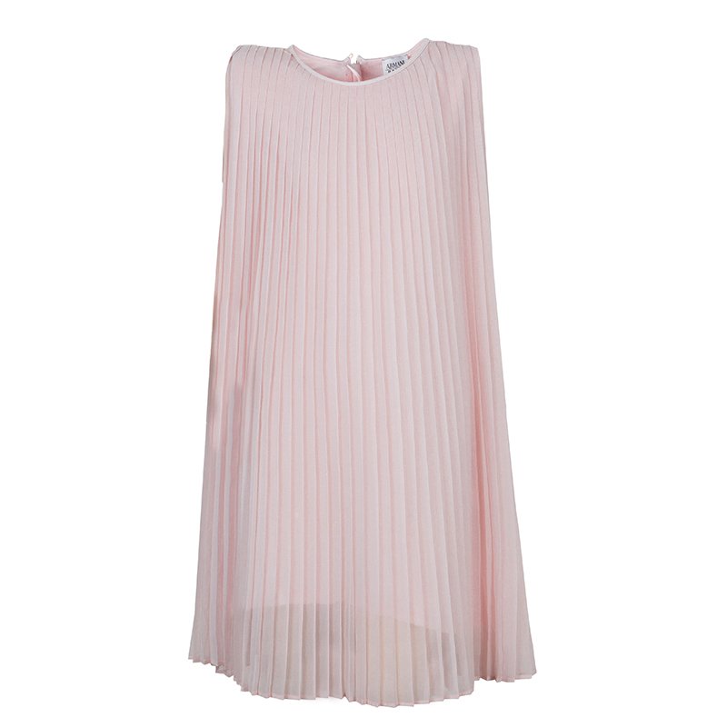 Pre Owned Armani Junior Pastel Pink Pleated Sleeveless Dress 10 Yrs