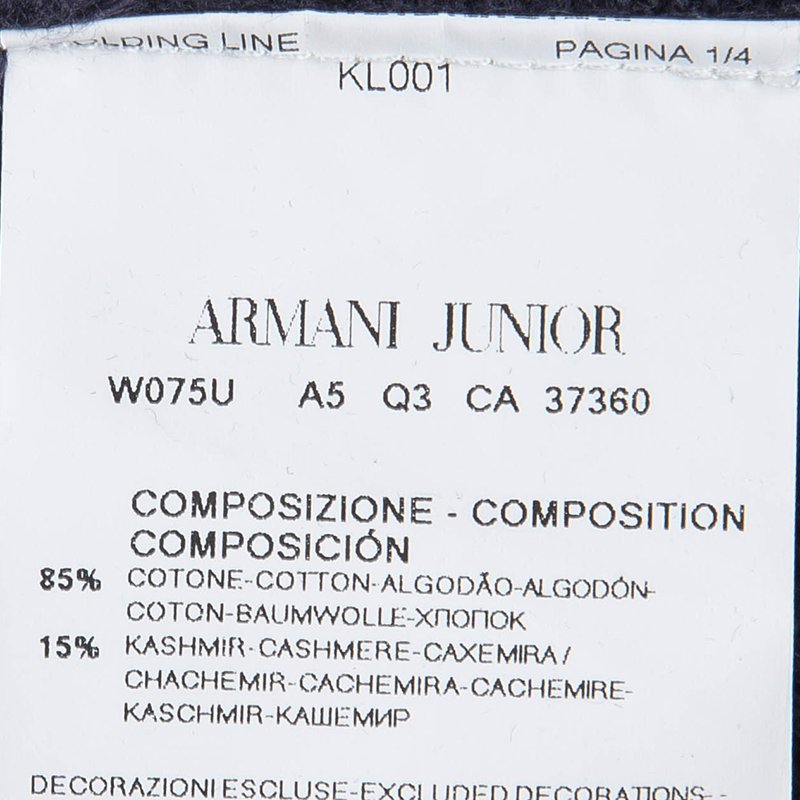 Armani Junior Size Chart