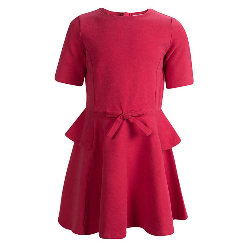 Pre Owned Armani Junior Red Cotton Bow Detail Dress 6 Yrs