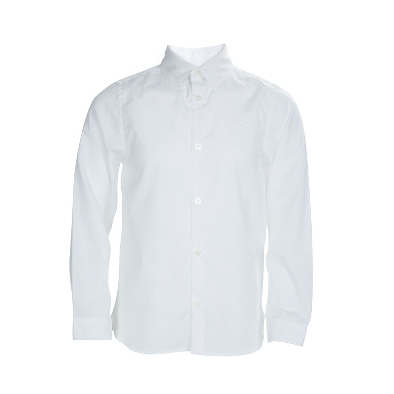 Burberry Children White Cotton Long Sleeve Button Down Shirt 7 Yrs ...