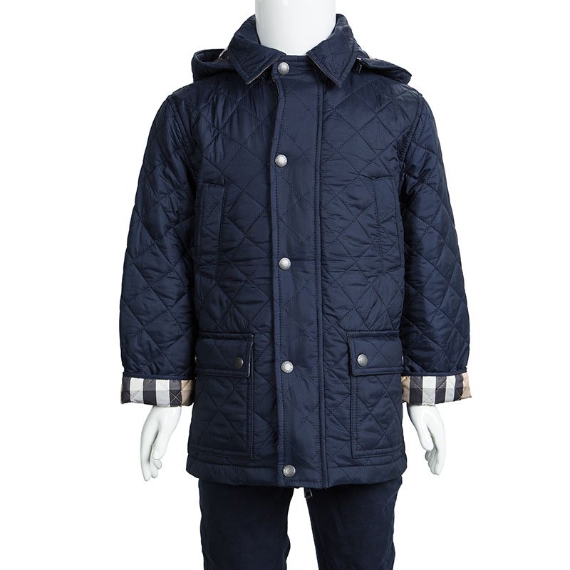 Burberry Children Navy Blue Quilted Hooded Jacket 5 Yrs Burberry Kids | TLC