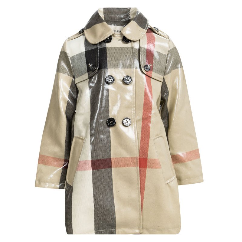 Burberry Beige Patent Novacheck Trench Coat 3 Yrs
