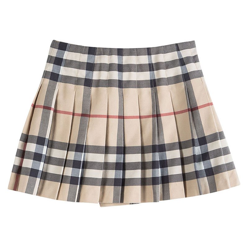 burberry nova check pleated buckle skirt