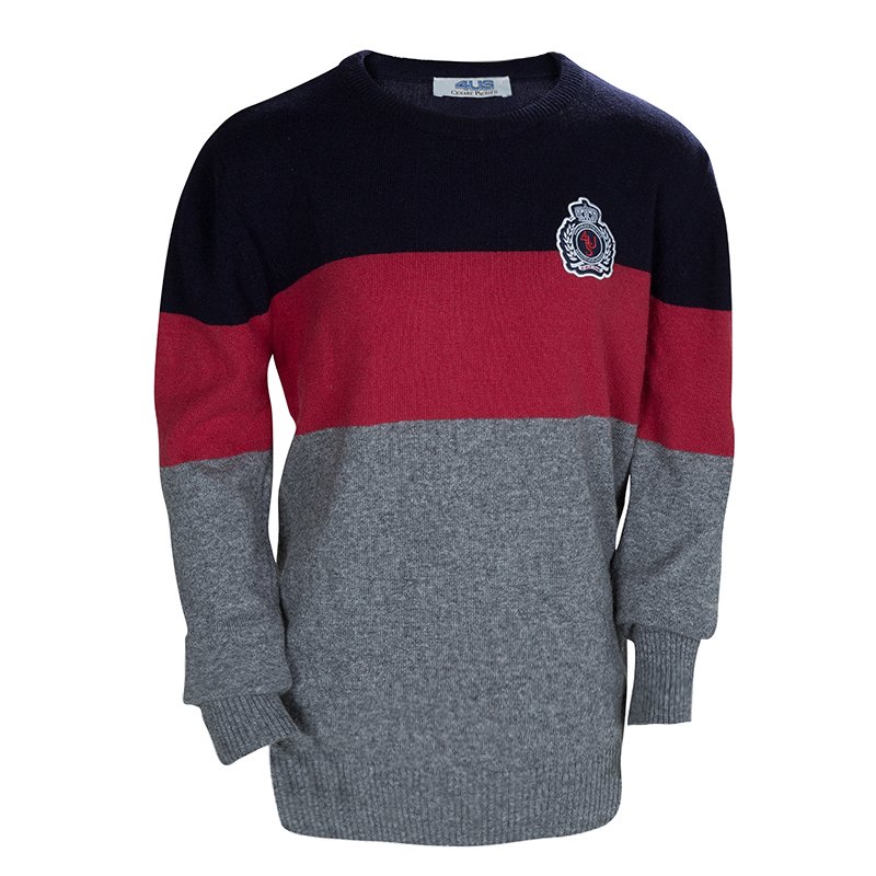 Cesare Pacciotti Colorblock Striped Long Sleeve Crew Neck Sweater 10 Yrs