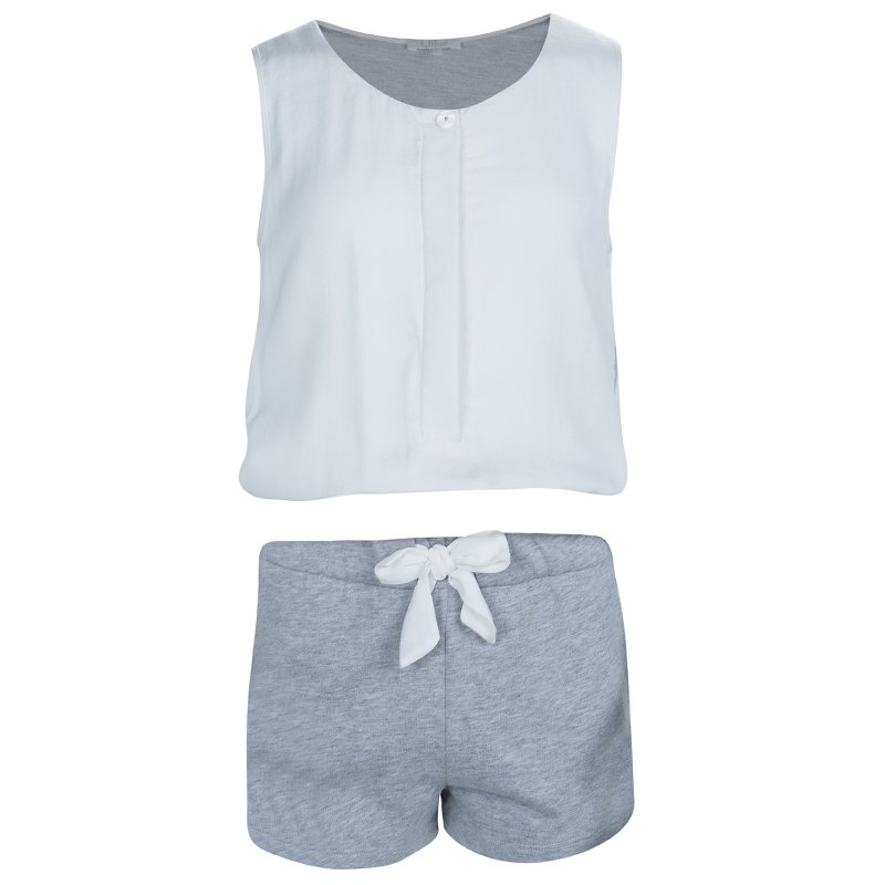 Pre Owned Chloe White and Grey Sleeveless Romper 8 Yrs