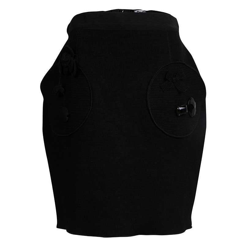 D&G Junior Black Wool Embellished Skirt 9-10 Yrs