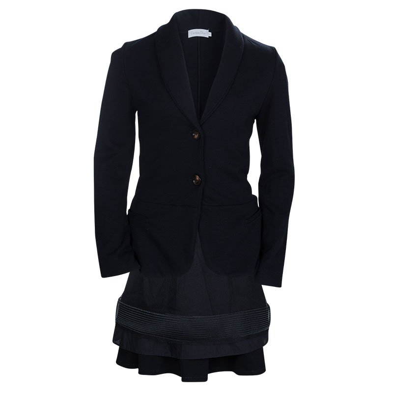 Pre Owned Dior Black Knit Skirt Suit 10 Yrs