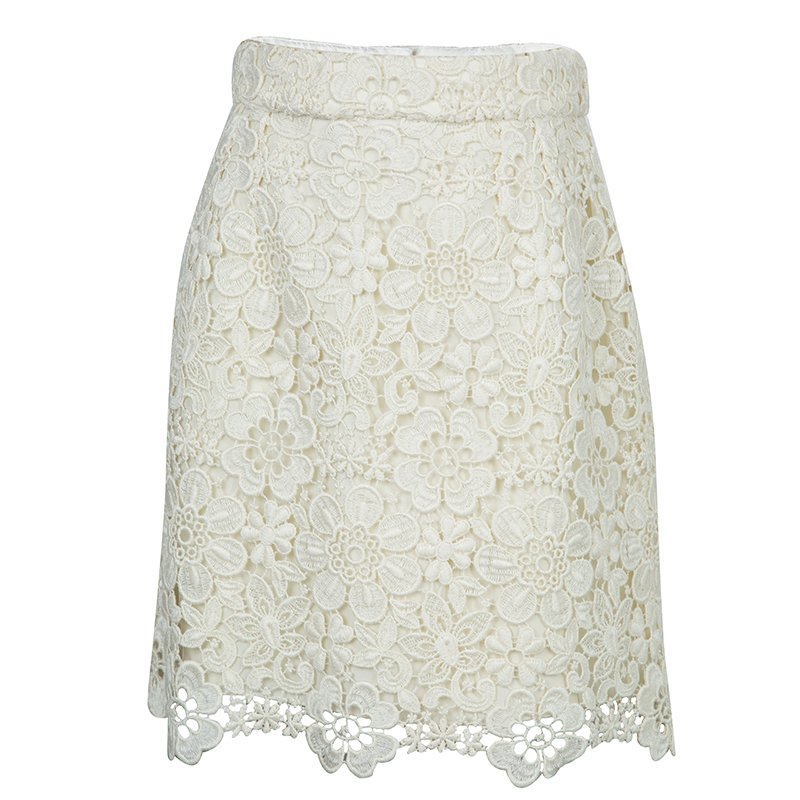 Pre Owned تنورة د ولتشي أند غابانا دانتيل كريمي موردة 7/8 سنوات