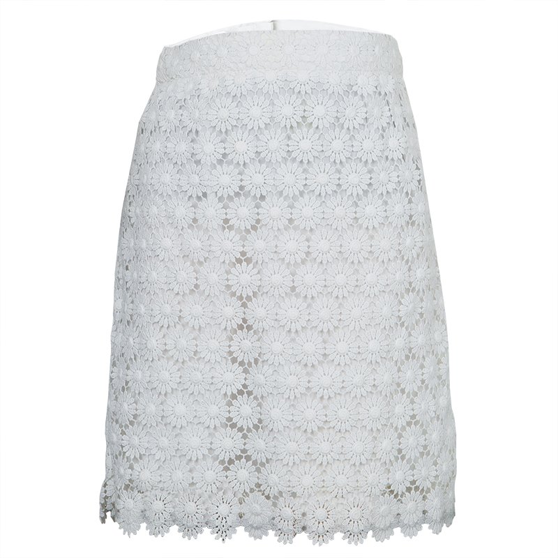 Dolce and Gabbana White Floral Lace Skirt 6 Yrs