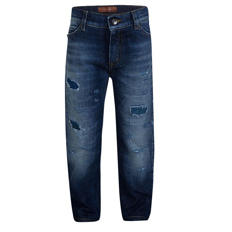 Dolce and Gabbana Indigo Dark Wash Distressed Denim Jeans 6 Yrs