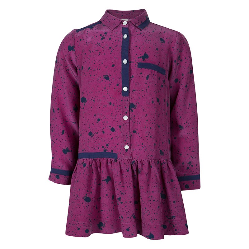 Fendi Pink Printed Silk Long Sleeve Gathered Dress 6Yrs