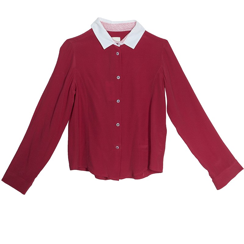 Pre Owned Fendi Dark Pink Contrast Collar Button-Down Shirt 8 Yrs