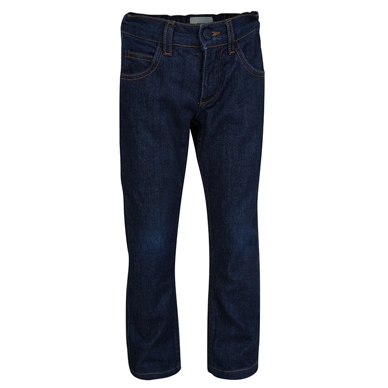 Pre Owned Fendi Indigo Dark Wash Denim Logo Pocket Detail Jeans 7 Yrs