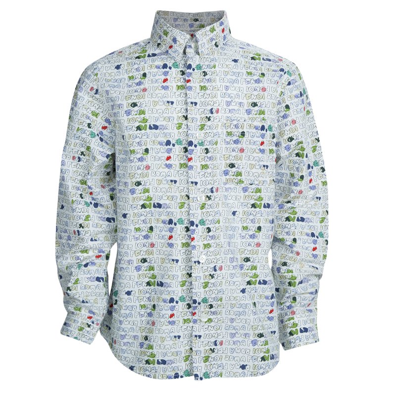 Pre Owned Fendi Multicolor Logo Printed Long Sleeve Buttondown Cotton Shirt 6 Yrs