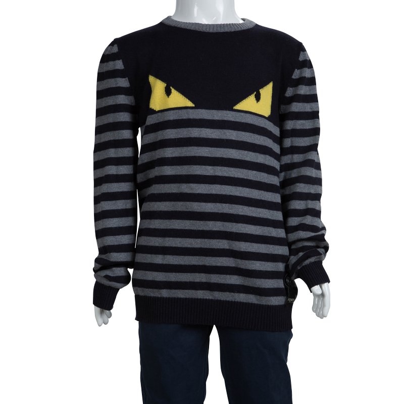 Fendi Navy Blue Striped Monster Sweater 8 Yrs