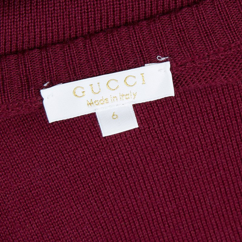 Gucci Burgundy Wool Crew Neck Sweater 6 Yrs