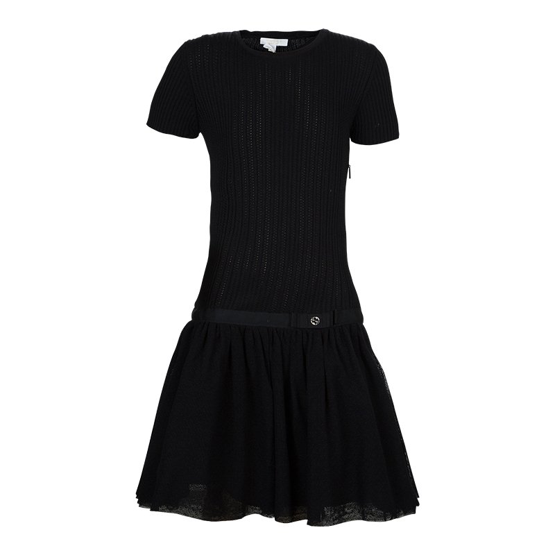 Pre Owned Gucci Black Knit Short Sleeve Dress 8 Yrs