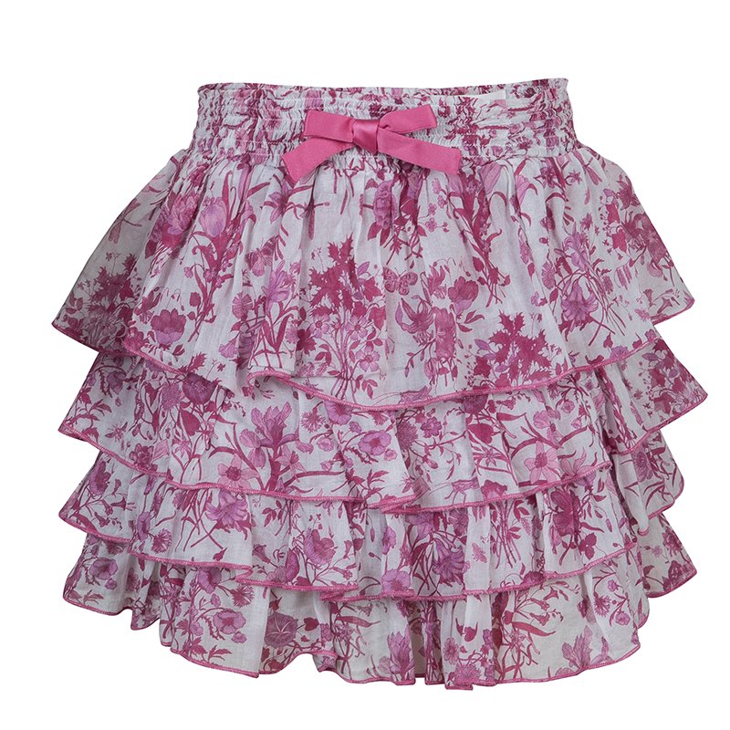 Gucci Pink Floral Print Tiered Skirt 6 Yrs